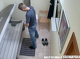 Young Man Secretly Filmed In Public Solarium