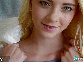 Young, Skinny Blonde teenager 18+ Riley Scrubs Her Tiny Body In The Shower