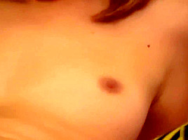 Young girl with little tits playing with a vibrator