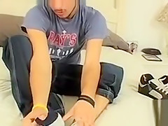 Young hottie teases with his perfect feet while tugging