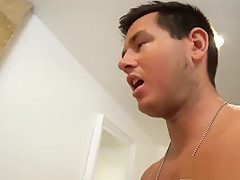 Young stepbro sucks his bros cock while taking a bath