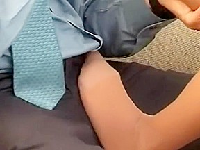 footjob in nylons at the office