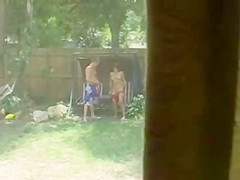 girl getting fucked in the backyard - Step brother's friend films it 4