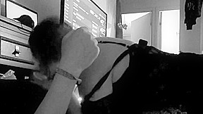 gothic couple playing with cam first time