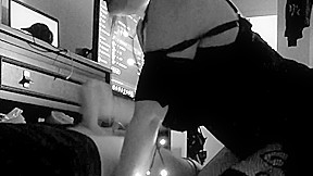 gothic couple playing with cam first time