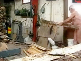 grandpa in a sawmill