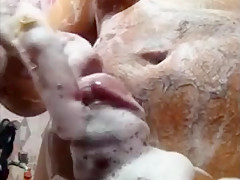 indian man taking bath nude