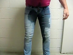 pissing girls jeans