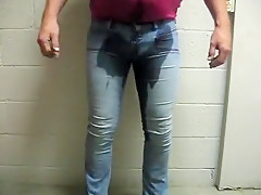 pissing girls jeans