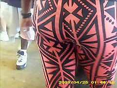 sexy black teen 18+ in see thru leggings stripe panty