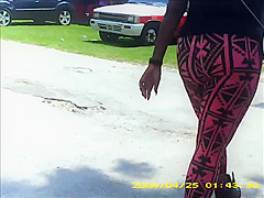sexy black teen 18+ in see thru leggings stripe panty