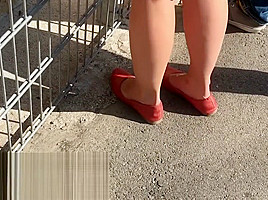 shoeplay in red flats