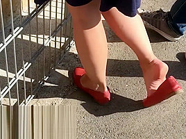 shoeplay in red flats