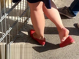 shoeplay in red flats