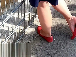 shoeplay in red flats