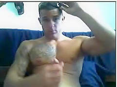 tattooed guy cums twice