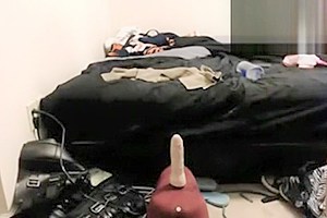teen 18+ cute tranny rides dildo machine and cums