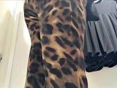 teen 18+ in leopard pants and with erotic changing room upskirt