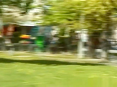 young chick pissing outdoor